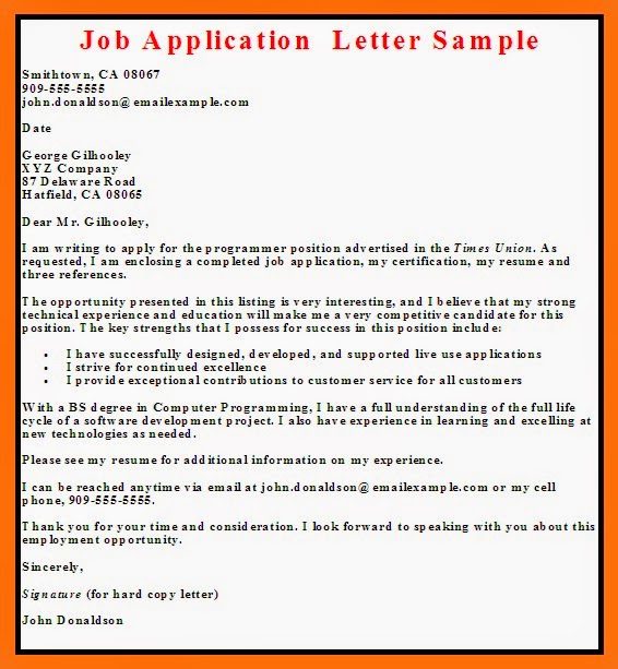 writing a job application letter in nigeria